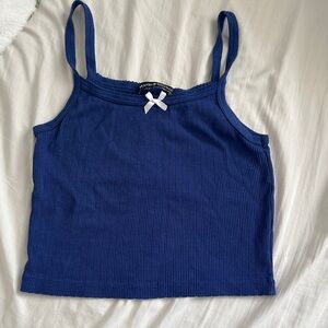 Brandy Melville Ribbed Tank Top with Bow Accent